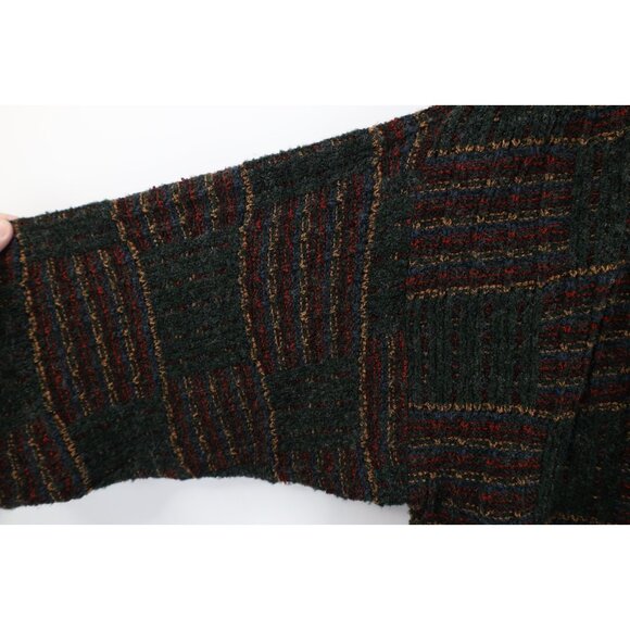 Vintage 90s Streetwear Mens Medium Rainbow Checkered Wool Blend Knit Sweater USA - Picture 6 of 10